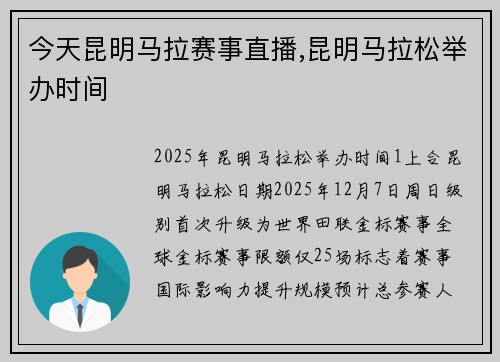 今天昆明马拉赛事直播,昆明马拉松举办时间